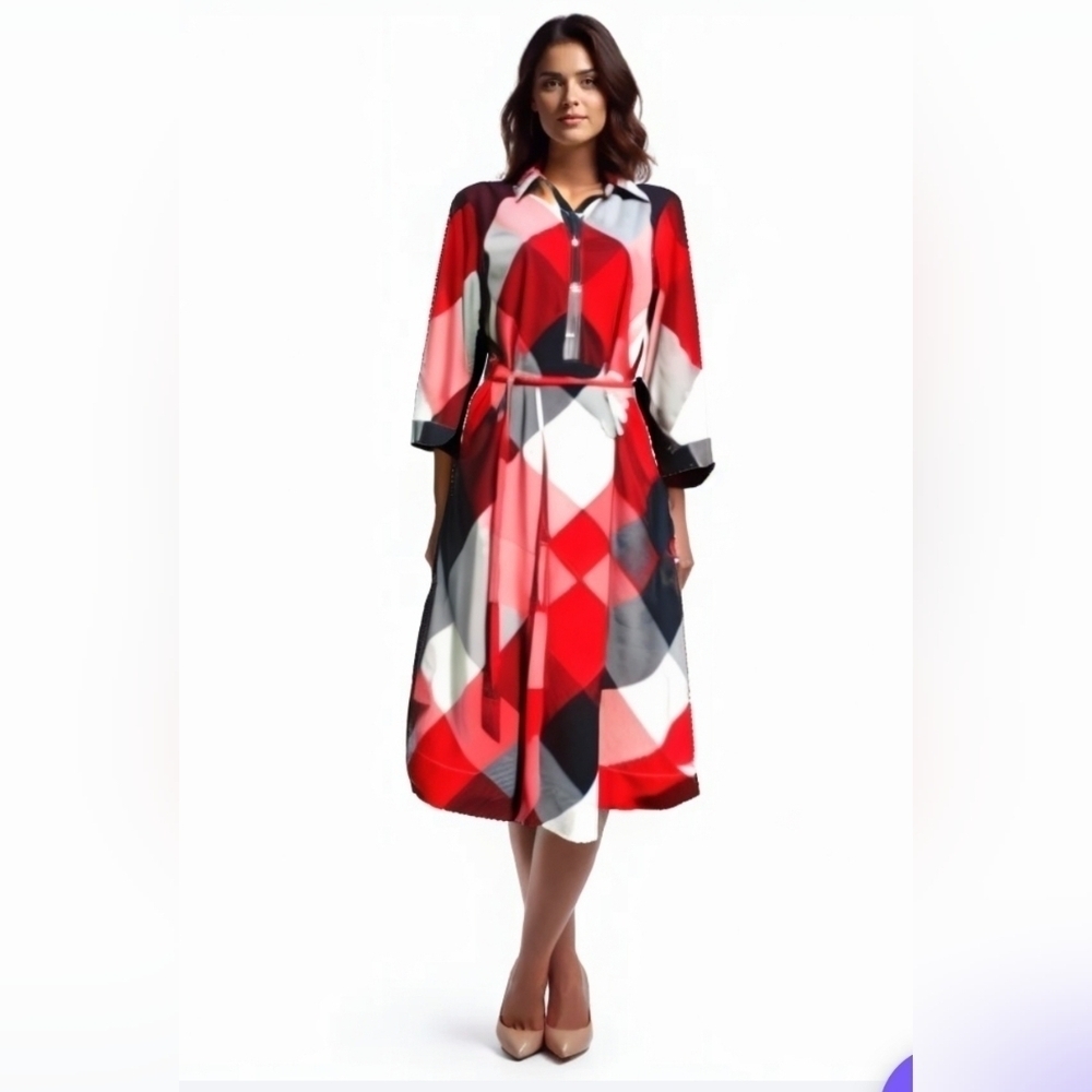 #122 TOMMY HILFIGER WOMENS LONG SLEEVE A-LINE DRESS SIZE 8